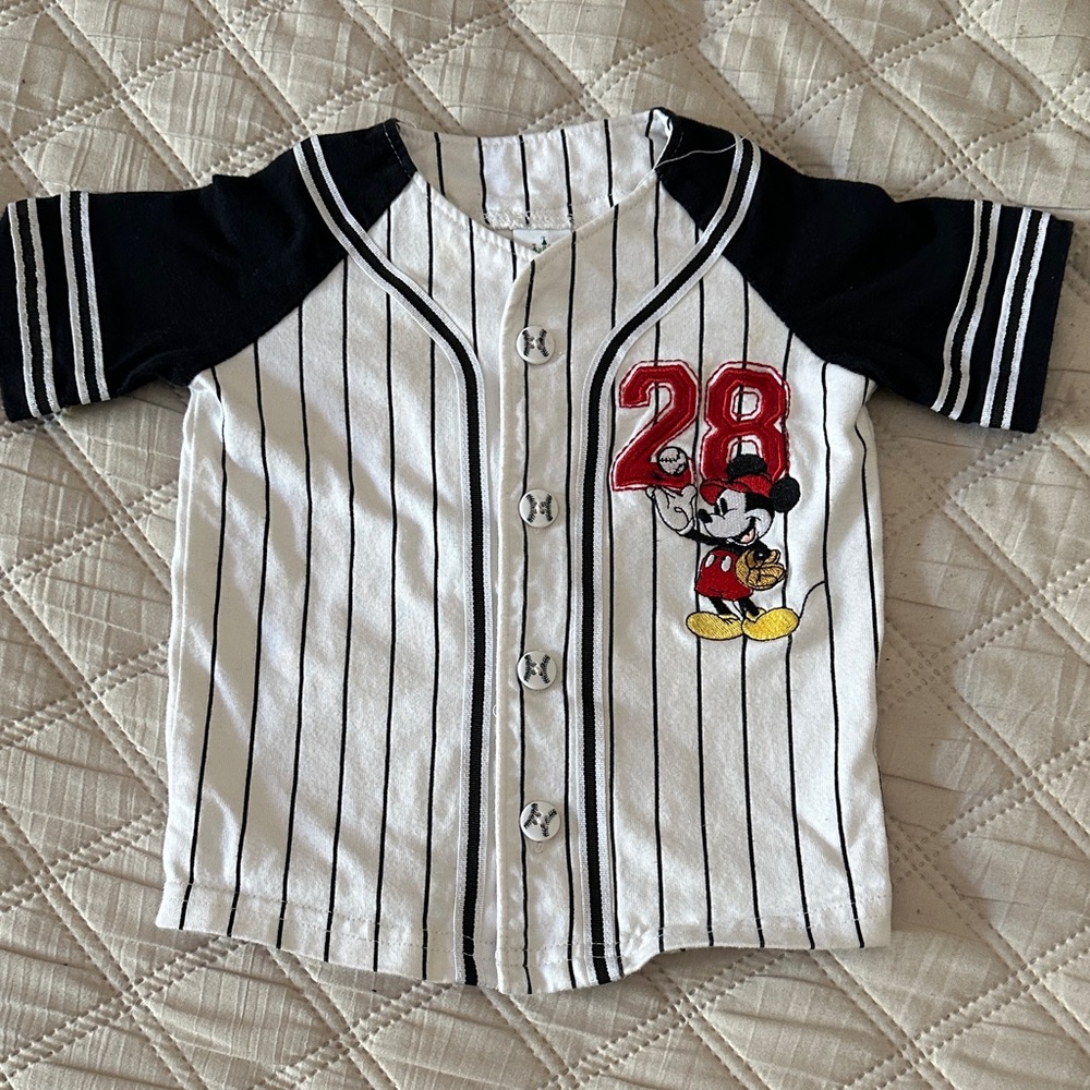 Disney Mickey Mouse Striped Button Down Shirt - Black, White, and Red